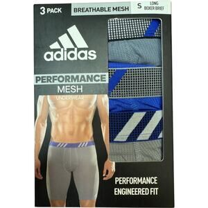 Adidas Mens Boxer Briefs Small 3-Pack Mesh Long 9" Inseam AEROREADY Underwear